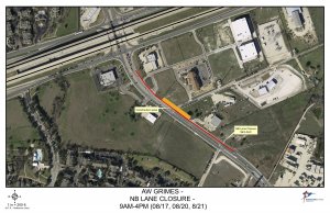 Lane closures planned on A.W. Grimes at Roundville Lane