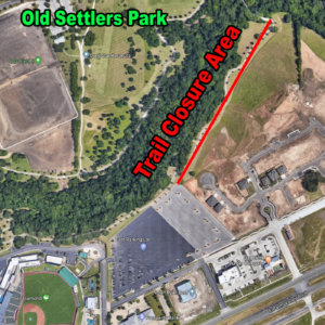 Creekside loop trail section at Old Settlers Park will be closed for construction starting Monday, Dec. 17